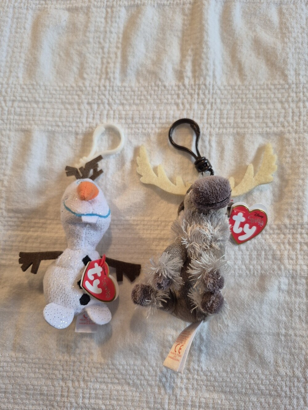 TY Beanie Baby - OLAF & SVEN (Disney Frozen) (Plastic Key Clip - 5 inch) NWT